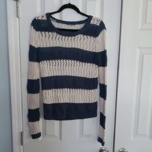 GAP Navy and Cream Striped Women's Sweater